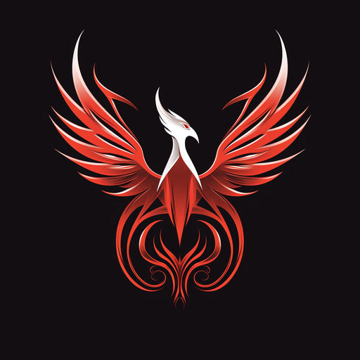 Phoenix symbol with horns, neo-geo minimalistic graphic design