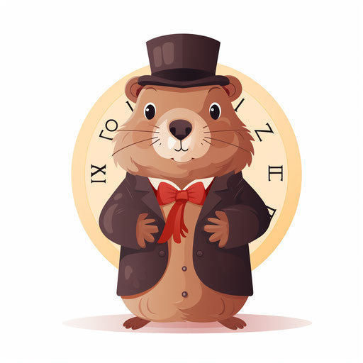 Minimalist style clipart of groundhog day on a white background