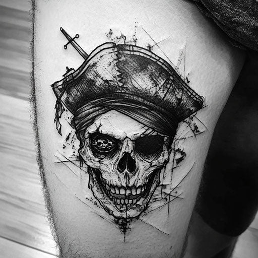 Pirate-themed skull tattoos for men