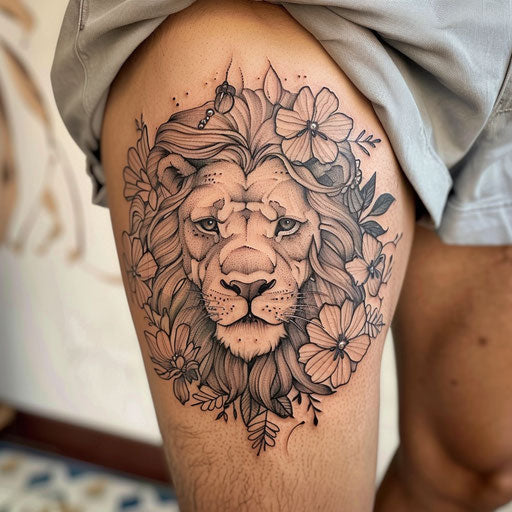 Men's lion tattoo Ami James style