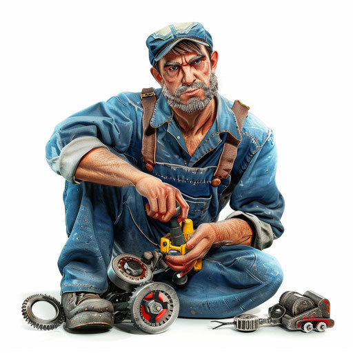 Realistic mechanic clipart on flat white background