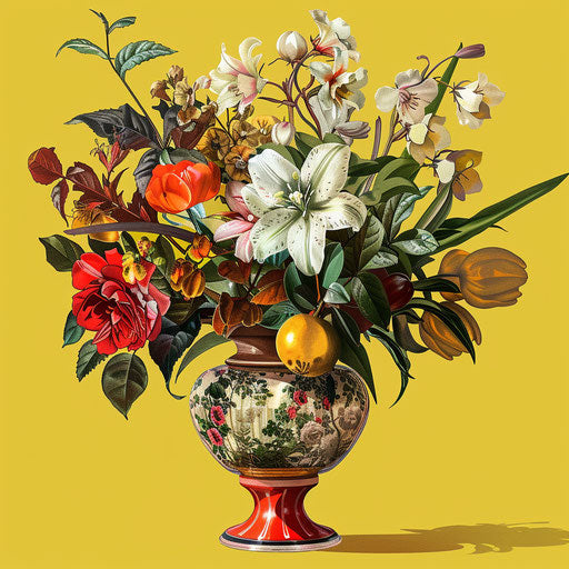 Realistic clipart on chartreuse background with surreal brightness