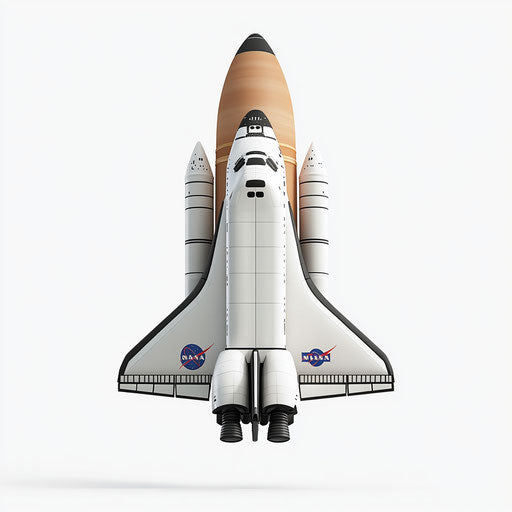3D Space Shuttle on flat white background, isolated clipart