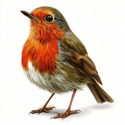 Photo realistic style robin clipart with flat white background