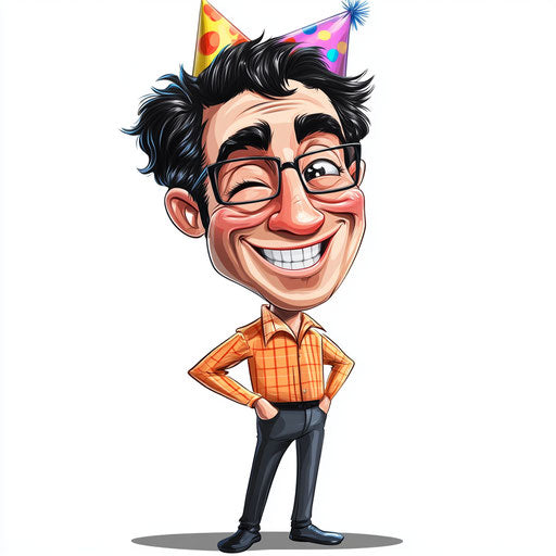 Humorous caricature of a birthday party clipart with human characteristics