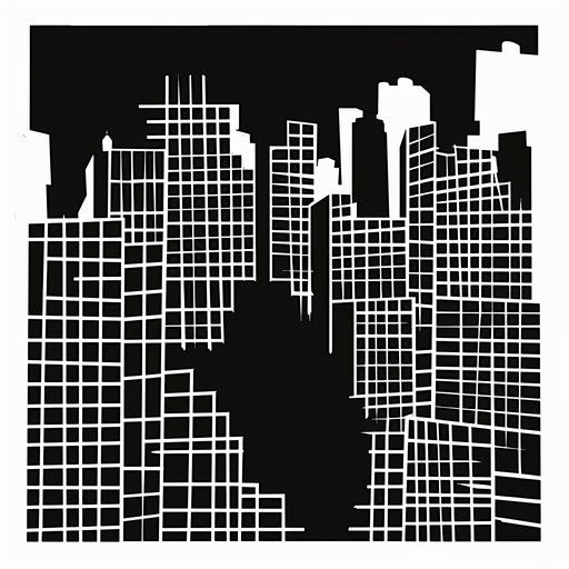 Urban map with skyscrapers and streets forming a city