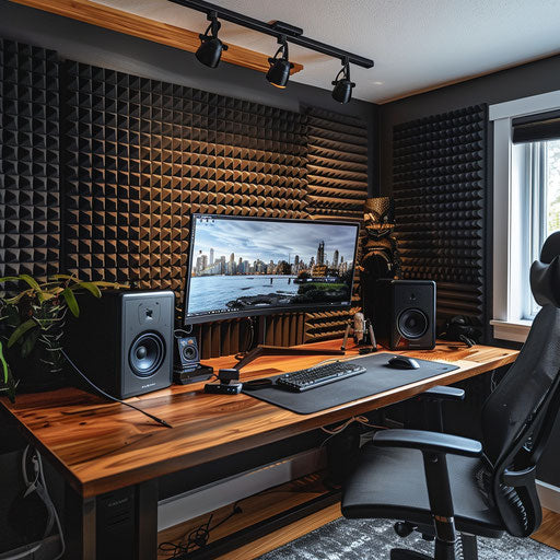 Home office with acoustic panels