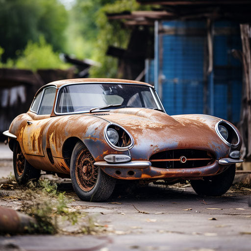Jaguar e type car patina