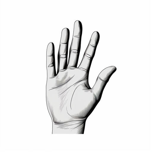 Minimalist style hand illustration, on white background