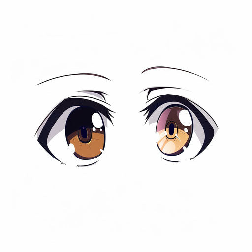 Simple cartoon eyes with brown and white eye