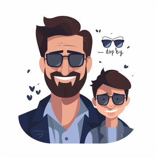 Fathers Day clipart in Minimalist style, on white background