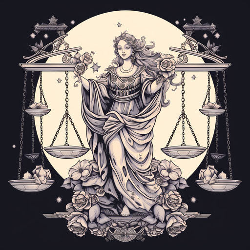The goddess of Libra with sun and moon symbols