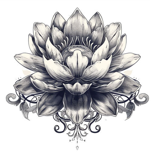 Gothic water lily tattoo concept