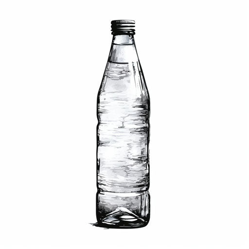 Plastic bottle drawing in the style of Chiaroscuro Art, on white background