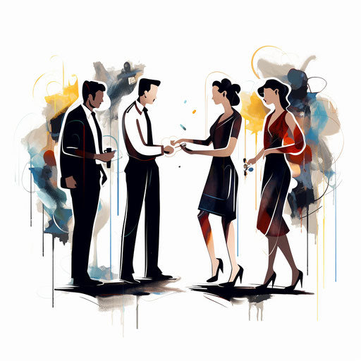 Collaboration clipart in the style of Chiaroscuro Art on white background