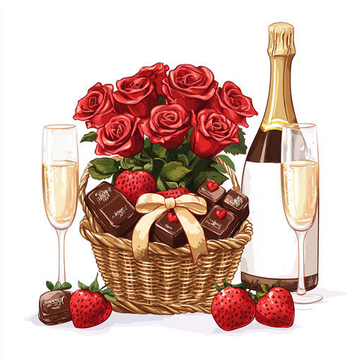 Love Celebration: Red Roses, Champagne, and Chocolates