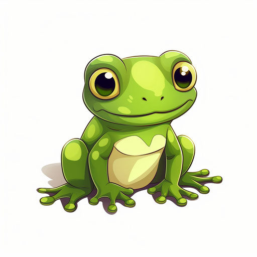 Illustration of a cute frog in Minimalist style, on white background
