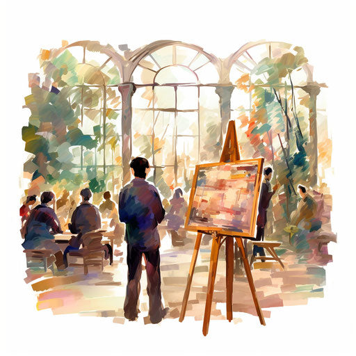 Impressionistic art of activity time on white background