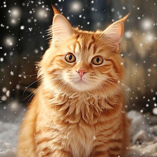 Orange cat in the snow