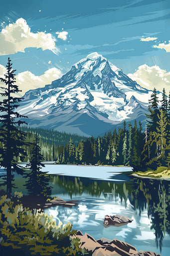 Mount Hood in vector art 2:3