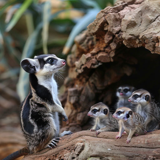 Day with meerkats: sugar glider blends in with family