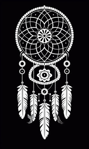 Indigenous dream catcher, minimalist black and white