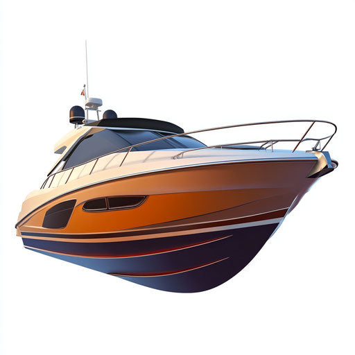 3D Motorboat on flat white background