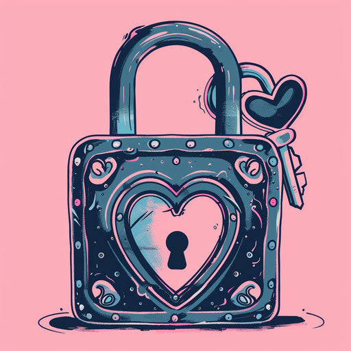 Heart-shaped padlock and key as symbol of love