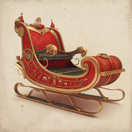 Realistic Santa sleigh clipart on random background