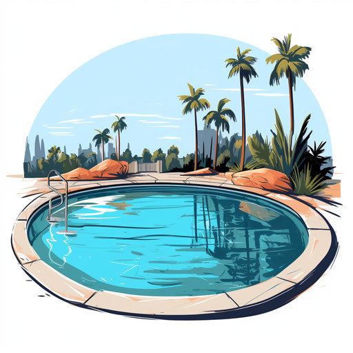 Pool illustration in the style of Chiaroscuro Art, on white background