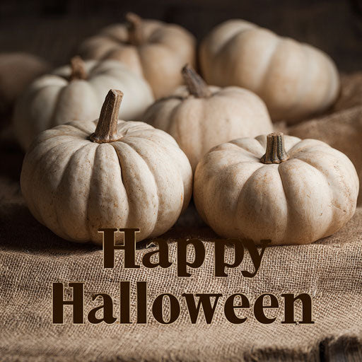 Joyful Halloween Banner in Front of Pumpkins