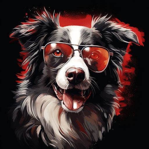 Border Collie with Glasses and Logo, Isolated Vector