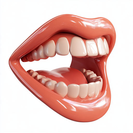 3D cartoon mouth in photo realistic style on flat white background