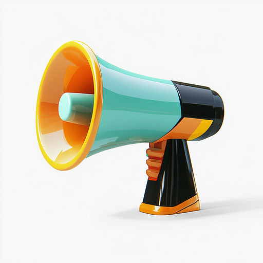 3D megaphone on flat white background