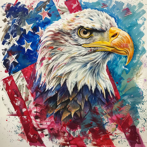 Bald eagle and American flag tattoo, vibrant colors