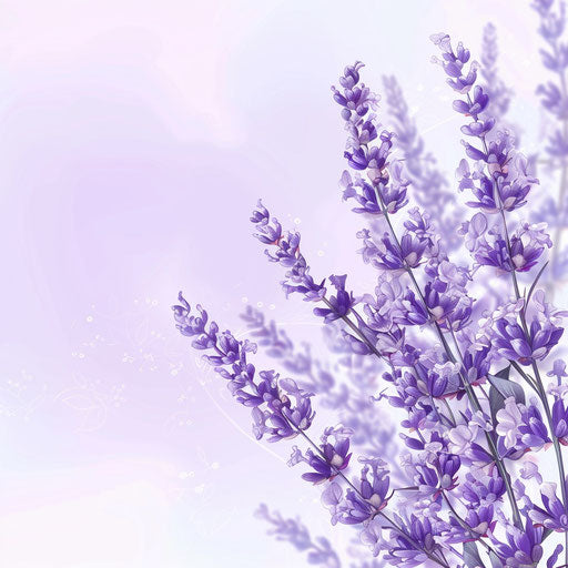 Contemplative clipart on lavender background, realistic touch