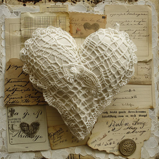 Lace heart on old love letters and postcards
