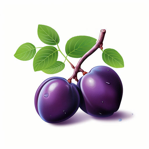 Plum illustration in the style of Chiaroscuro Art, on white background