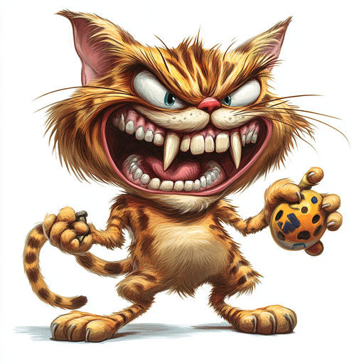 Humorous caricature of a wildcat with human characteristics