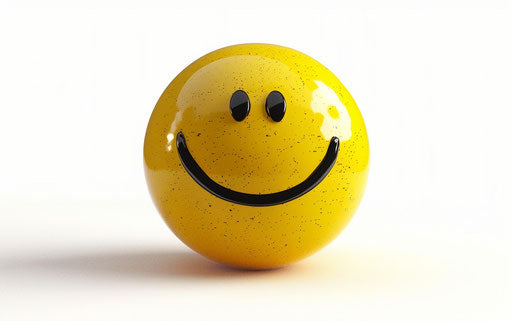 Smiling yellow emoticon on white background