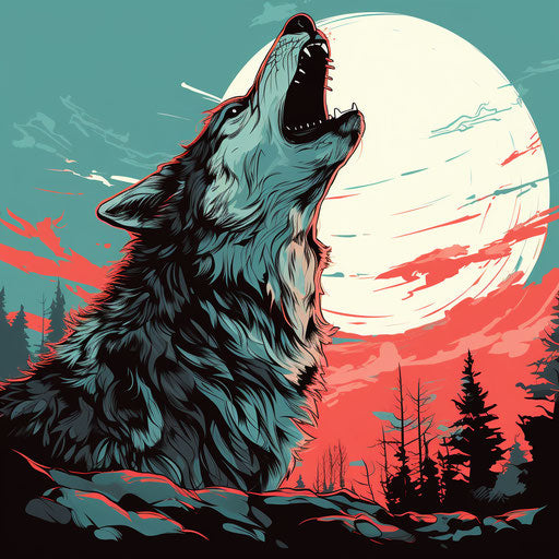 Howling wolf with open mouth