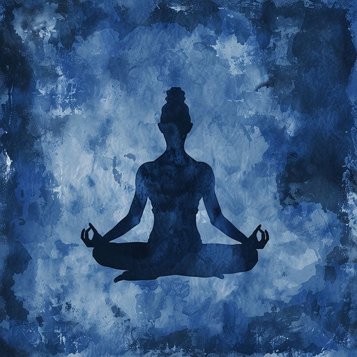 Realistic yoga clip art on flat indigo background