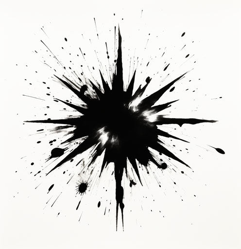 Black star silhouette on white background, free and playful style