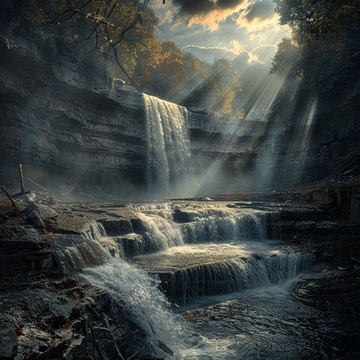 Cummins Falls, Tennessee, dramatic landscape with intense shadows