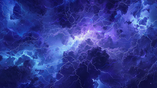 Blue sky with lightning, detailed background elements style