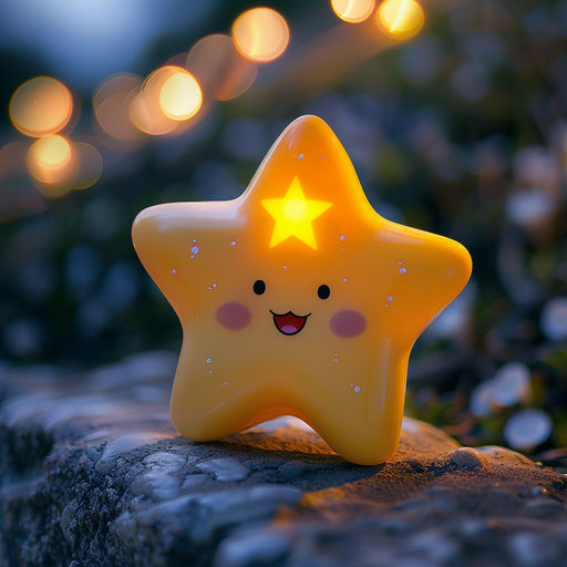 Yellow star with smiling face and blushing eyes