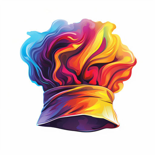 Illustration chef hat in Chiaroscuro Art style, white background