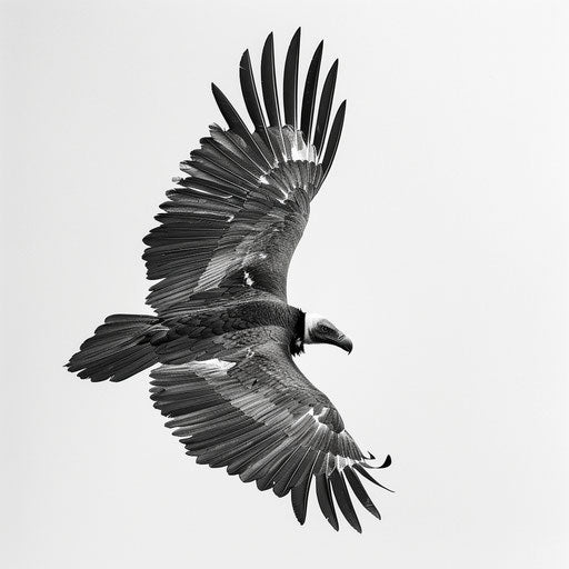 Vulture caught in mid-flight, wings spread wide