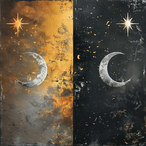 Day and Night Clipart with Random Flat Background, Metallic Sheen, and Realistic Textures