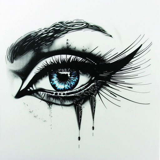 Hyper-realistic detail of Cleopatra's eye tattoo stencil